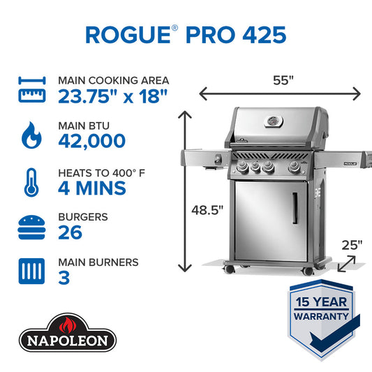 Rogue® PRO 425 SIB With Infrared Side Burner Propane Gas Grill