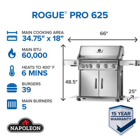 Rogue® PRO 525 SIB with Infrared Side Burner Propane Gas Grill