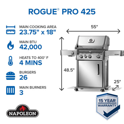 Rogue® PRO 425 SIB With Infrared Side Burner Propane Gas Grill