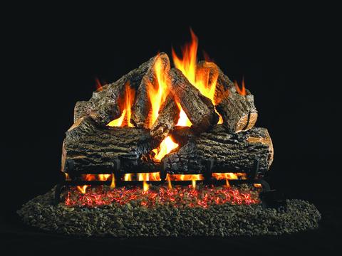 Charred Oak by Peterson Real Fyre Gas Log Set Vented with Variable Height Remote