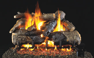 Charred American Oak by Peterson Real Fyre Gas Log Set Vented with Variable Height Remote